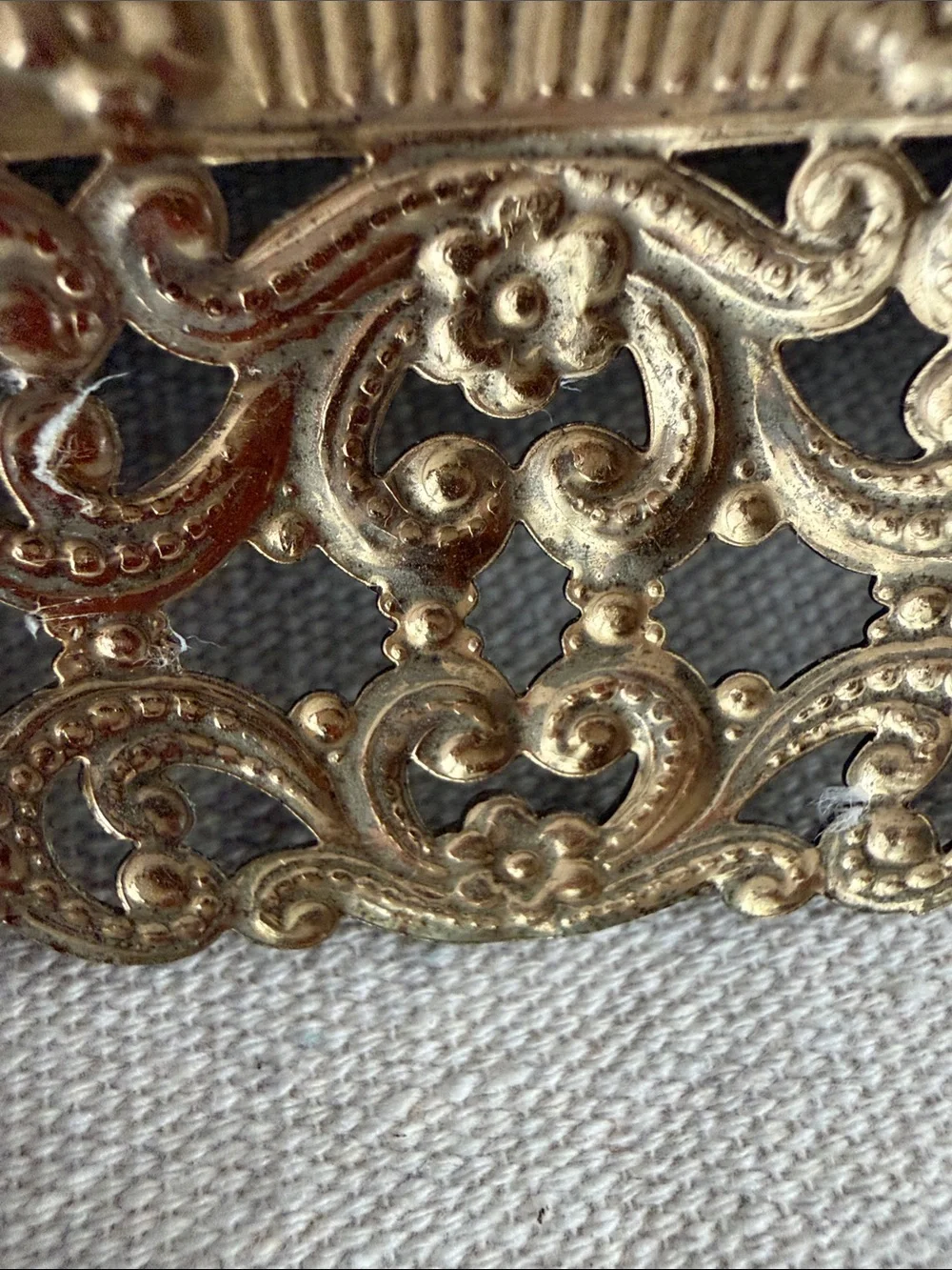 Vintage Brass Toned Filigree Frame with a Botanical Print